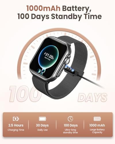 Smart Watches for Women Men, 1.83" HD Smart Watch for Android iPhone with Calls/Messages/Notifications, Sleep/Heart Rate/SpO2/Blood Pressure Monitor, 110+ Sports Modes Fitness Watch, 1000mAh Battery