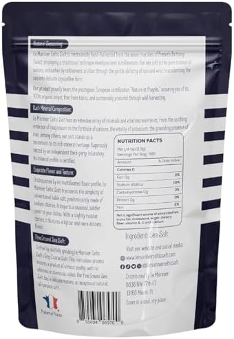 Le Marinier Celtic Salt Organic Fine Ground, 1.1lb - 18oz. Mineral Rich. 100% Natural and Unrefined. French Sea Salt Organic Vital Minerals. Hand Harvested Mineral Salt (1.1lb Fine Ground)