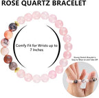 Rose Quartz Crystal Bracelet, Pink Quartz Opal Peru Love Friendship Men Women Bracelet, for Money Wealth Business Prosperity Feng Shui Good Luck Energy Chakra Stone Beaded Bracelet