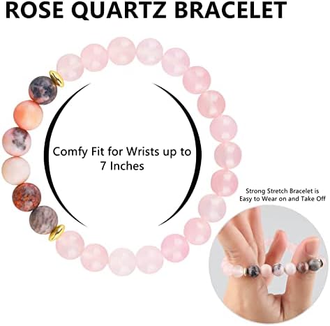 Rose Quartz Crystal Bracelet, Pink Quartz Opal Peru Love Friendship Men Women Bracelet, for Money Wealth Business Prosperity Feng Shui Good Luck Energy Chakra Stone Beaded Bracelet