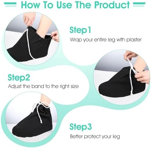 Leg Cast Cover for Foot, Adjustable Drawstring Leg Cast Sock Covers Washable Foot Casts Sleeve Socks for Men and Women Plaster Stocking Protective(Black)