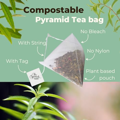 The French Touch Lemon Verbena Tea ORGANIC | 1.8g x 30 Pyramid Bags | 100% Certified USDA Organic | Plant based tea bags | Select Premium Tea (Lemon Verbena) | Vervain |Caffeine-free