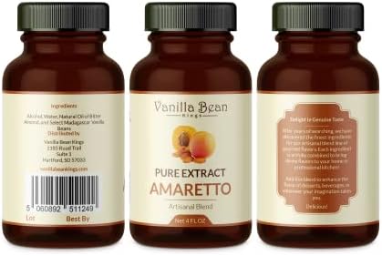 Pure Amaretto Extract for Baking and Flavoring - 4 OZ - Premium Quality Natural Flavors for Baked Goods, Desserts, & Cooking