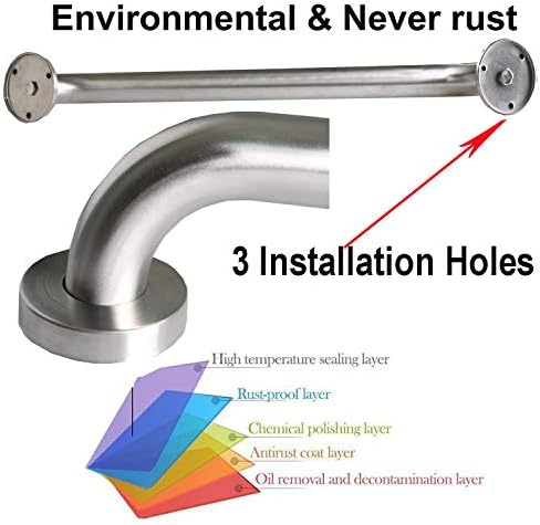 Brushed Nickel Shower Grab Bar 16 Inch - 1 1/4" Diameter, iMomwee 2 Pack Stainless Steel Safety Assist Handle, Wall Mounted Bathroom Mobility Aid Balance Support Hand Rail for Handicap Elderly Senior