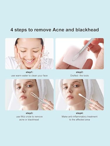 Professional 9-in-1 Blackhead Remover Tools Kit with Stainless Steel Tweezers & Travel Case, Sliver