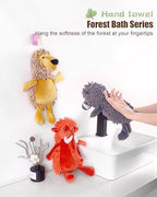 Wild Boar Fuzzy Ball Hand Towel, Forest Animals Series Super Soft Chenille Bath & Kitchen Towels, Absorbent Decorative Fuzzy Ball Hanging Towel for Bathroom, Sink, Countertop (Wild Boar)