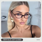 Oval Blue Light Blocking Glasses for Women Retro 90s Cat Eye Frame Glasses Computer TV Eyeglasses Anti Eyestrain