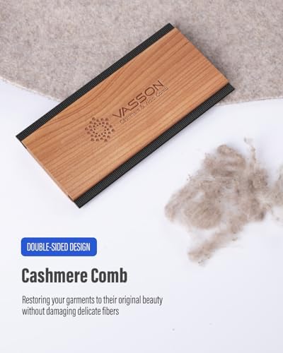 Cashmere Comb for Sweaters, Sweater Comb for Removing Pills and Fuzz, Gentle on Wool & Knitwear, Portable Handheld Clothing Care Tool with Storage Pouch