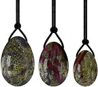Drilled Yoni Egg Set Natural Rose Quartz Jade Eggs for Kegel Exercise Exercise Crystal Ball,Dragon Blood Eggs