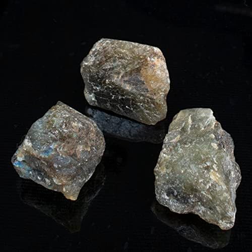 "650+ Carats, 3 Pc Labradorite Rock Rough Stone 2540 mm Raw Crystals Rock Crystals and Healing Stones Rough Gemstones Rock Collection for Beginners Used as Crystal Therapy, Meditation, Reiki"