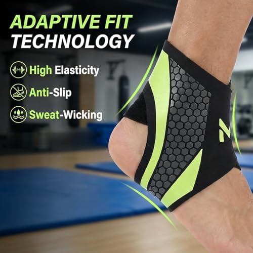 Ankle Brace, 2-Pack Adjustable Lace-Up Support with Breathable Compression Sleeve & Arch Support Stirrup Straps for Basketball, Sports Stability, Men Women Sprain Recovery (Green)