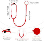 Nurse Halloween Costume for Women 5PC Sexy Red Dress Outfit Set with Adjustable Headband Stethoscope, Earring & Thigh High Socks Adult Halloween Party Roleplay Party Accessories