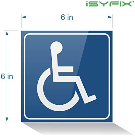 iSYFIX Handicap Signs Stickers Decal Symbol - 4 pack, 6x6 inch - ADA Compliant - Disable Wheelchair Sign, Disability Sticker, Premium Self-Adhesive Vinyl, Laminated, Indoor & Outdoor