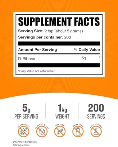 BulkSupplements.com D-Ribose - Energy Supplements - Electrolyte Powder - Peak ATP - Energy Supplement - Keto Electrolytes Supplements - D-Ribose Powder (1 Kilogram - 2.2 lbs)