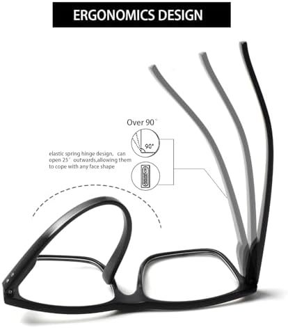 Kerecsen 5 Pack Oversized Reading Glasses Blue Light Blocking Square Large Frame Readers for Men and Women