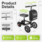 Deluxe Medical Scooter Double Handbrake, All Terrain Steerable Knee Scooter Crutch Alternative, for Adults Injured Ankle & Foot Recovery in Blacks