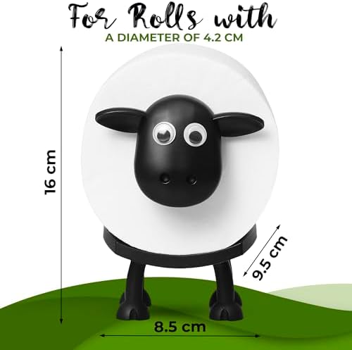 VELENTI Sheep Toilet Roll Holder - Funny Toilet Paper Holders Free Standing Cute Bathroom Decor - Premium 3D Printed Black Sheep Loo Rolls Holder - Hilarious Tissue Paper Roll Storage - Set of 3