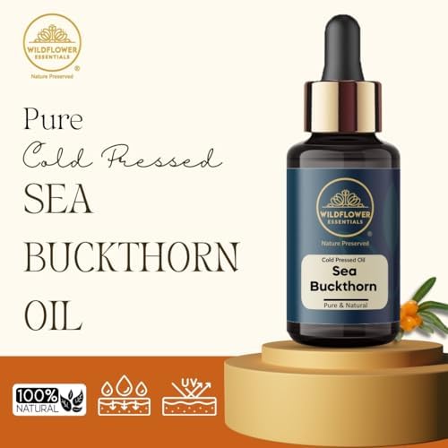 Sea Buckthorn Oil (Hippophae rhamnoides) 100% Natural Cold Pressed Carrier Oil for Face Skin Hair & Body | with Glass Dropper 1.01 Fl Oz (30ml)
