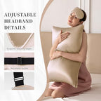 THXSILK Sleep Mask 100% 19 Momme Pure Mulberry Silk Super Smooth Cooling Sleep Eye Mask Blackout for Women/Man/Kids Eye Cover with Wide Head Strap Good Night Sleep Comfortable Travel and Nap Champagne