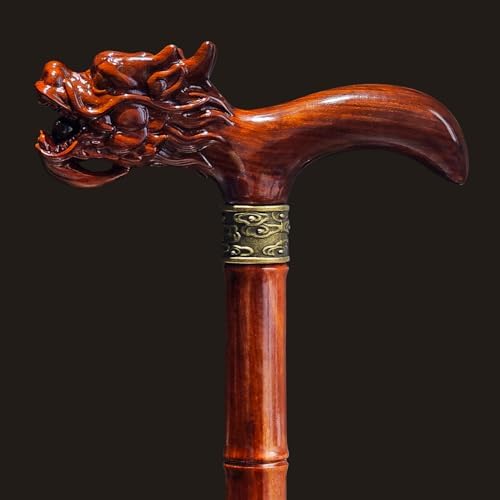 Wooden Cane, Hand Carved High-end Walking Cane for Men and Women, Lightweight Design Support Up to 500lbs Dragon Canes for Seniors, Suitable for Discerning Personal and Gift Use