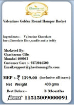 Jaiccha Ghasitaram Valentines Gift for Girlfriend/Boyfriend/Husband and Wife Valentines Golden Round Hamper Basket