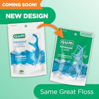 GUM Advanced Care Floss Picks - Dental Flossers for Adults with Vitamin E and Fluoride - Extra Strong Shred-Resistant Dental Floss, Easy Grip Handle, Fresh Mint Flavor, 150 ct