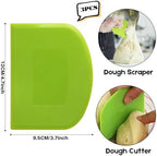SURDOCA Dough Scraper Bench Scraper - 3P 4.7x3.7" Plastic Flexible Bowl Scraper, Sharp Edge & Angles Cake Scraper. Non-Slip Bakeware Decorating Tools Sculpting & Modeling Tools - Green+White+Green