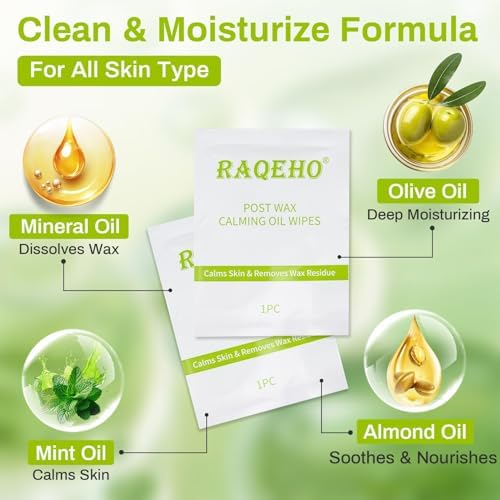 20PCS Post Wax Wipes - After Waxing Calming Oil Wipes Post Wax Care for Body Facial Waxing Remover Aftercare Product for Hair Removal After Wax Care Remove Residue Waxing Aftercare Supplies