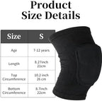 Sibba 2 Pairs Knee Pad for Kids, Breathable Elastic Knee Brace, Anti-Slip Padded Sponge Knee Protector for Volleyball, Dance, Running, Skating, Basketball, Football Sports(Black)