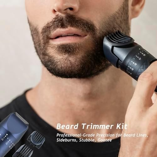 Beard Trimmer for Men, 5-in-1 Professional Grooming Kit & Hair Clippers with 20 Precision Dial Lengths, IPX7 Waterproof Wet/Dry Electric Razors, USB-C Rechargeable Shaving Set for Face, Body, Nose