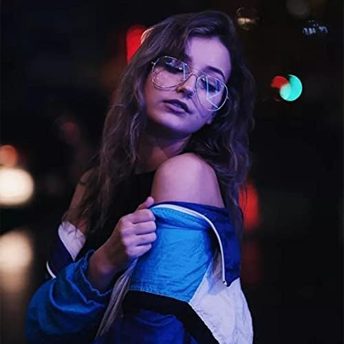 EYLRIM Blue Light Aviator Glasses for Women Men Metal Pilot Frame Clear Lens Computer Eyeglasses