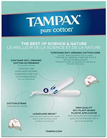 Tampax Pure Cotton Tampons, Unscented, 24 Count