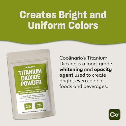 Coolinario Titanium Dioxide Powder (1 LB) Food Grade Whitening & Opacifying Agent for Confections, Beverages & Sauces | Creates Bright, Vibrant Colors & Enhances Appearance