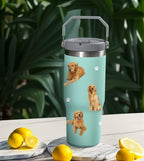 Golden Retriever Tumbler for Golden Retriever Owners, 30oz Stainless Steel Vacuum Insulated Water Bottle (Golden Retriever-Seaform)