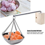 Square Essential Oil Bowl Stainless Steel Sauna Bowl Aromatherapy Diffuser for Steam Room Traditional Infrared Sauna 304 Stainless Steel Pine Wood 12.2X12.2X4.2Cm