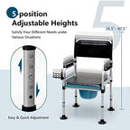 Goplus 4-in-1 Folding Bedside Commode, 440lbs Commode Chair for Toilet with Arms, Padded Seat, Height Adjustable Bedside Toilet, Shower Chair, Adult Potty Chair for Seniors Elderly Disabled Bariatric