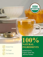 GLDNT Organic Jasmine Green Tea, Organic Jasmine Green Tea Loose leaf with Delightful Aroma, Delicate and smooth Flavor, Hot & Iced Tea, 16 Ounce