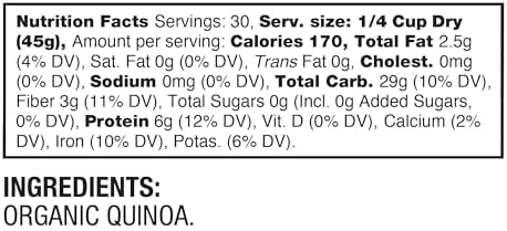 BetterBody Foods Organic Quinoa, Vegan, Gluten Free, Low Glycemic Rice Replacement, 3 Lb