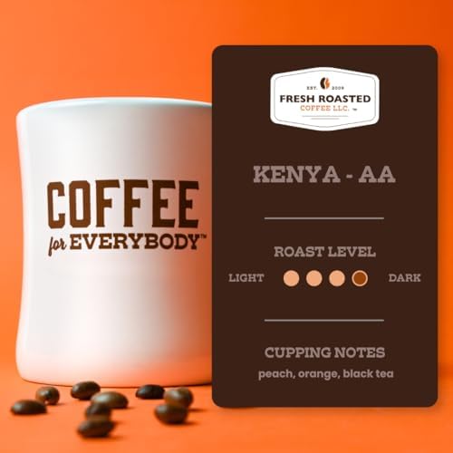Fresh Roasted Coffee, Kenya AA, 12 oz, Med-Dark Roast, Kosher, Ground