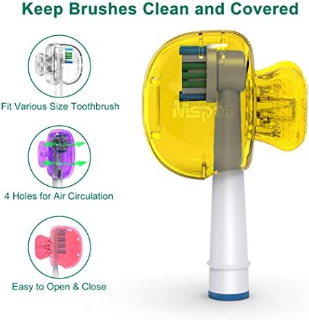 Mspan Toothbrush Head Cover Cap: Tooth Brush Protector Clip Compatible with Oral-B Philips Colgate AquaSonic - Plastic Pod Travel Case - 4 Packs