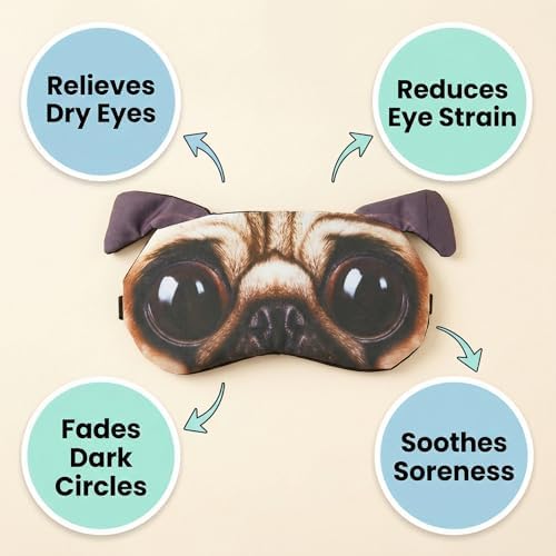 Sleep Mask, Cute 3D Pug Animal Eye Cover Adjustable Breathable Blackout Blindfold for Sleeping Soft Padded Light Blocking Kids Sleeping Eye Mask for Girls Boys Women Travel Nap Home Use