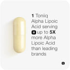 Toniiq 1000mg Ultra High Strength Alpha Lipoic Acid Capsules - Highly Purified 99%+ USP Standard - 120 Capsules ALA Supplement