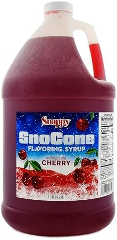 Snappy Cherry Sno Cone Syrup, 1 Gallon (128 ounces) Size, Ready to Use For Snow Cone Machines, Flavored Syrup for Shaved Ice, 14 Snow Cone Flavor Options