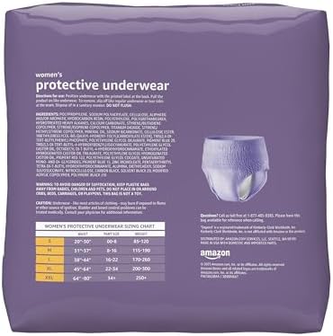 Amazon Basics Postpartum Incontinence Underwear for Women, Maximum Absorbency, Fresh Protection, Bladder Leak Protection, Disposable, XX-Large, Lavender, 14 Count