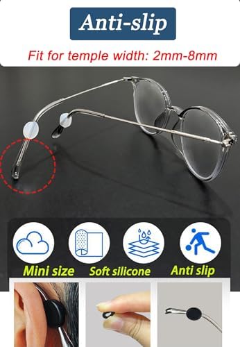 OPUGIT Silicone Eyeglasses Temple Grips, Mini Round Eyewear Retainer, Anti-Slip Glasses Retainer, Frame Grips for Spectacle, Sunglasses, Glasses, Eyewear, 10 Pairs, Clear