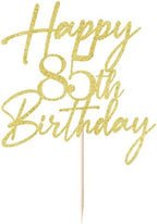 Happy 85th Birthday Cake Topper - Gold Glitter Cheers to 85th Years | Fabulous Cake Decoration for 85-Year-Old Party Supplies (85th)