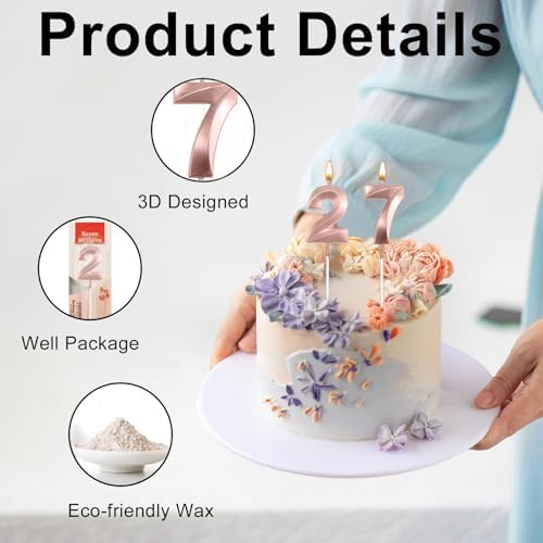 27 Candles for Cake 27 Birthday Candles Balck 72 Candles Happy 27th Birthday Decorations for Women 27 Birthday Decorations for Men Happy 27th Birthday Cake Topper Twenty Five Cake Topper