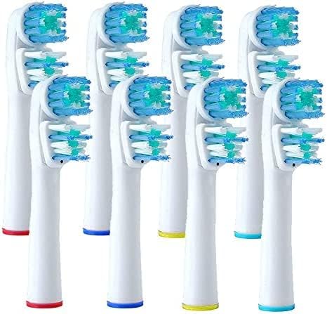 Replacement Brush Heads Compatible with OralB Braun- Best Double Clean, Pack of 8 Electric Toothbrush Replacement Heads- for Oral B Pro, 1000, 8000, 9000, Adults, Kids, Vitality, Dual Plus!