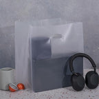 Prime Line Packaging White Plastic Bags, Shopping Bags with Die Cut Handles for Restaurants, Food To Go, Bread, Take Out Goodies, Small Business, Bulk, 13x10x15, 100 Pack