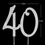 40Cake Topper | Premium Bling Rhinestone Diamond Gems | 50th Birthday or Anniversary Party Decoration Ideas | Quality Metal Alloy | Perfect Keepsake